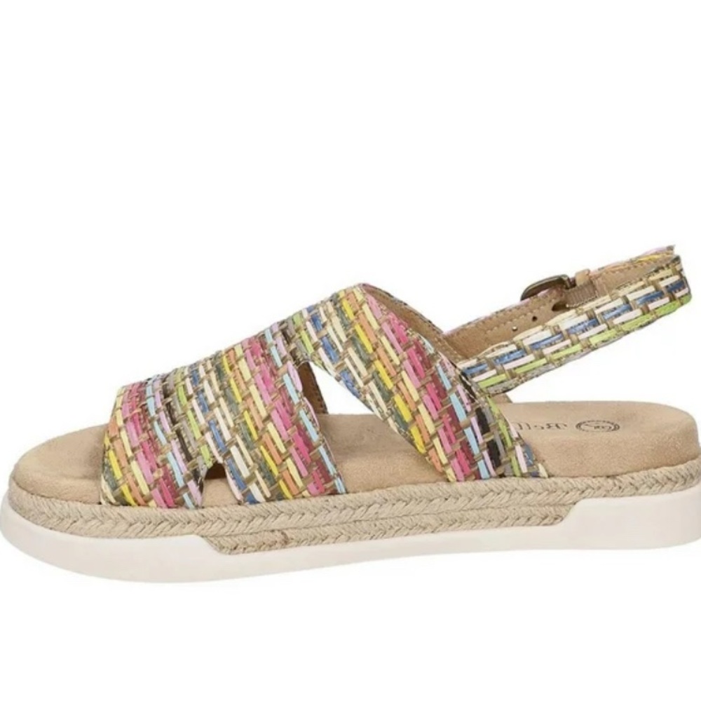 Bella-Vita Pink and Yellow Espadrille Sandals